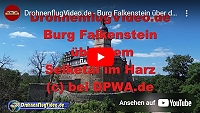 DrohnenflugVideo – Burg Falkenstein über dem Selketal im Harz in Sachsen-Anhalt.